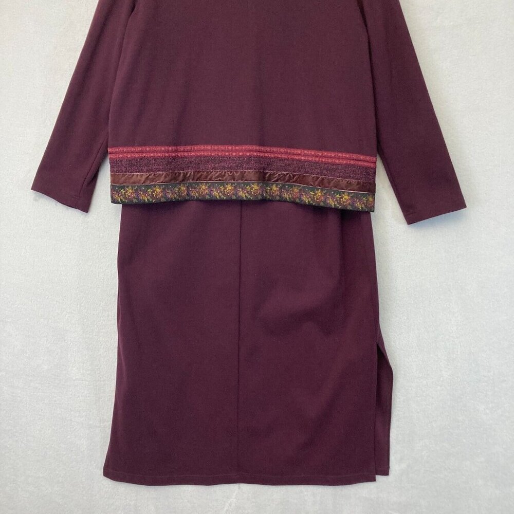 Coldwater Creek Maxi Dress & Cardigan Sweater Set PXL Burgundy Modest XL Petite - Picture 14 of 16